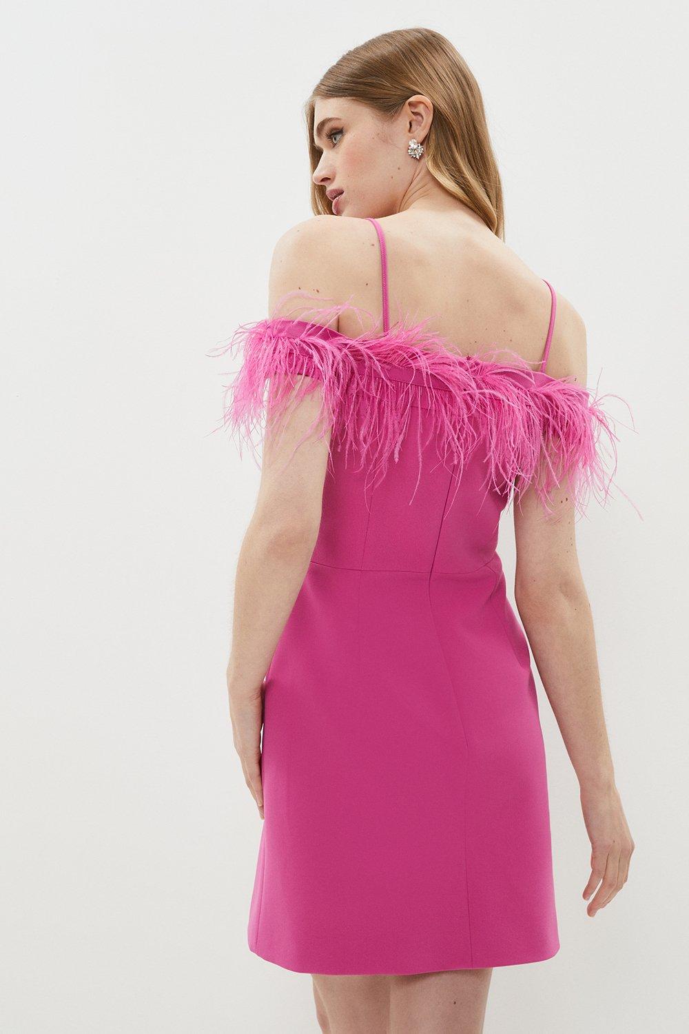 Feather Trim Bardot Mini Dress | Coast